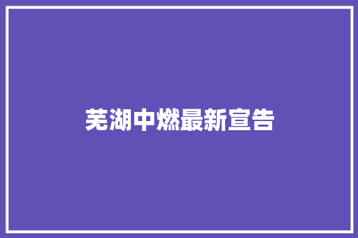 芜湖中燃最新宣告