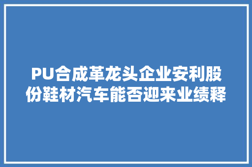 PU合成革龙头企业安利股份鞋材汽车能否迎来业绩释放期