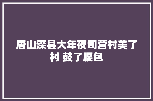 唐山滦县大年夜司营村美了村 鼓了腰包