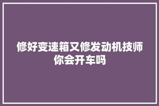 修好变速箱又修发动机技师你会开车吗