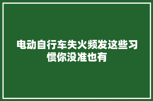 电动自行车失火频发这些习惯你没准也有