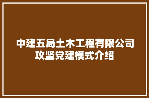 中建五局土木工程有限公司攻坚党建模式介绍 休闲娱乐