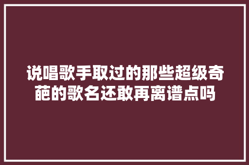 说唱歌手取过的那些超级奇葩的歌名还敢再离谱点吗