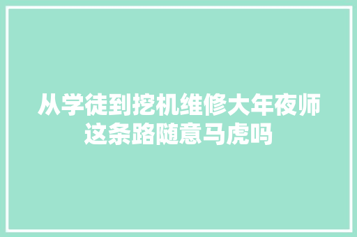 从学徒到挖机维修大年夜师这条路随意马虎吗