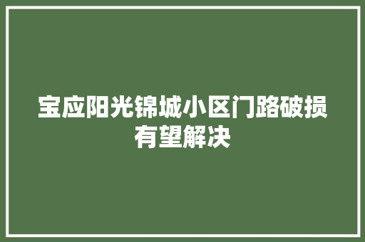 宝应阳光锦城小区门路破损有望解决
