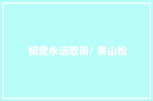  相爱永远歌词/ 黄山松 休闲娱乐
