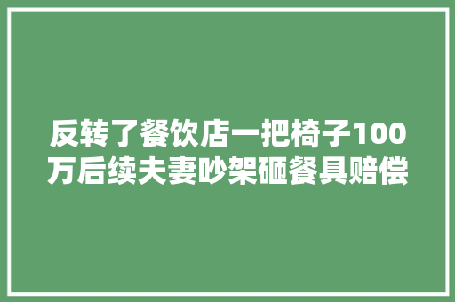 反转了餐饮店一把椅子100万后续夫妻吵架砸餐具赔偿时后悔