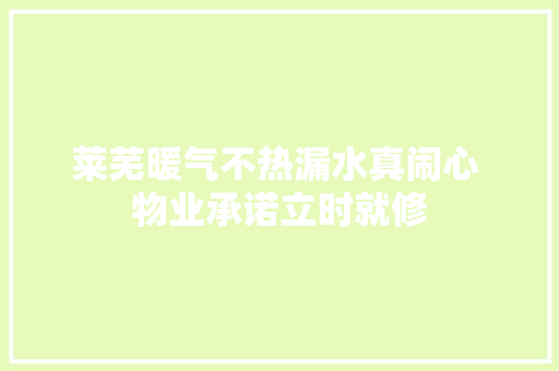 莱芜暖气不热漏水真闹心 物业承诺立时就修