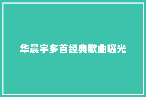 华晨宇多首经典歌曲曝光