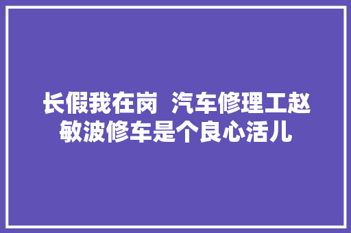 长假我在岗  汽车修理工赵敏波修车是个良心活儿