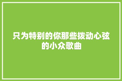 只为特别的你那些拨动心弦的小众歌曲