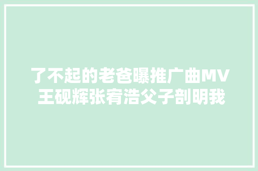 了不起的老爸曝推广曲MV 王砚辉张宥浩父子剖明我的世界因你而改变