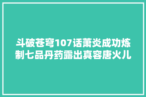 斗破苍穹107话萧炎成功炼制七品丹药露出真容唐火儿看呆了
