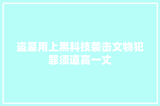 盗墓用上黑科技袭击文物犯罪须道高一丈