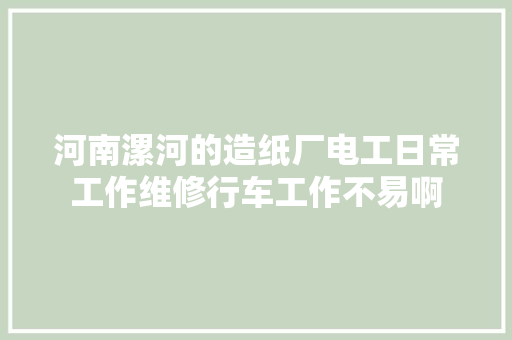 河南漯河的造纸厂电工日常工作维修行车工作不易啊