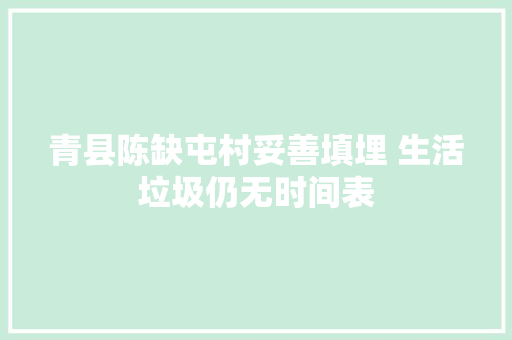 青县陈缺屯村妥善填埋 生活垃圾仍无时间表