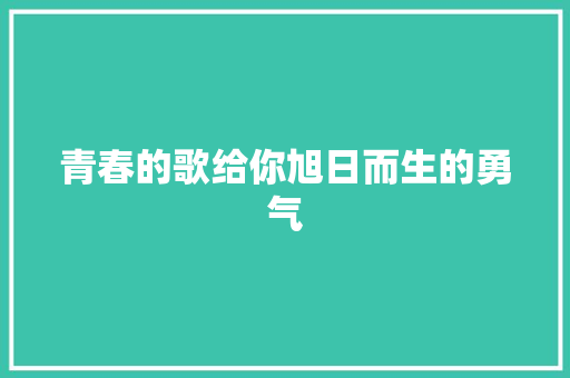 青春的歌给你旭日而生的勇气