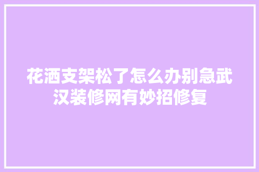 花洒支架松了怎么办别急武汉装修网有妙招修复