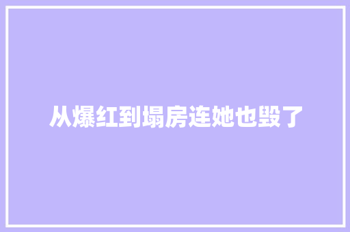 从爆红到塌房连她也毁了