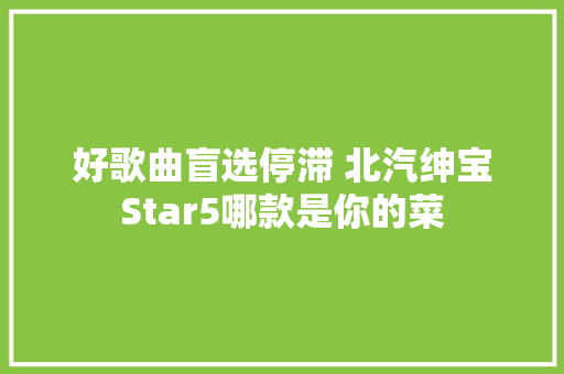 好歌曲盲选停滞 北汽绅宝Star5哪款是你的菜