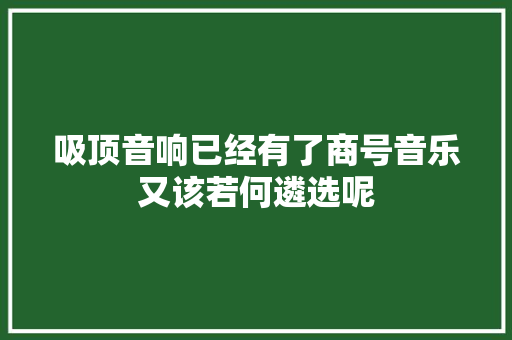 吸顶音响已经有了商号音乐又该若何遴选呢