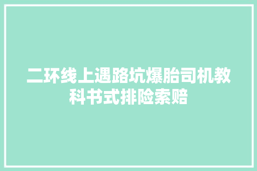 二环线上遇路坑爆胎司机教科书式排险索赔