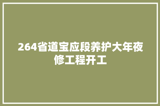 264省道宝应段养护大年夜修工程开工