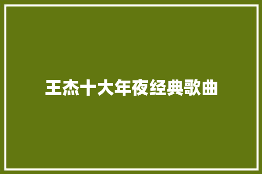 王杰十大年夜经典歌曲