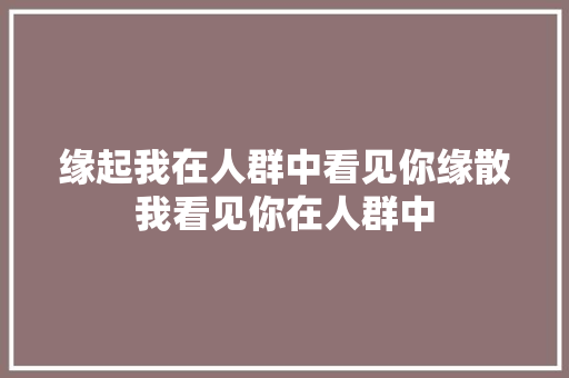 缘起我在人群中看见你缘散我看见你在人群中