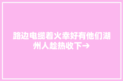 路边电缆着火幸好有他们湖州人趁热收下→
