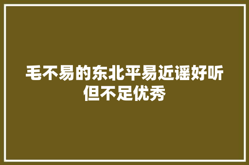 毛不易的东北平易近谣好听但不足优秀