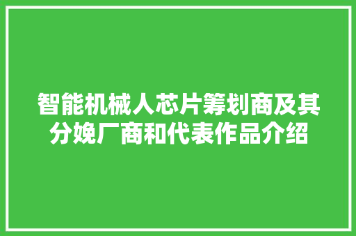 智能机械人芯片筹划商及其分娩厂商和代表作品介绍