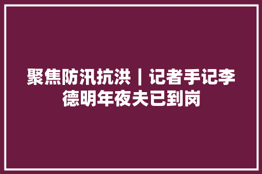 聚焦防汛抗洪｜记者手记李德明年夜夫已到岗