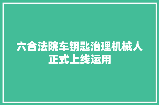 六合法院车钥匙治理机械人正式上线运用