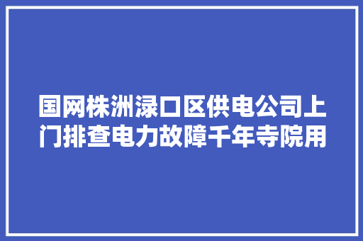 国网株洲渌口区供电公司上门排查电力故障千年寺院用水得保障