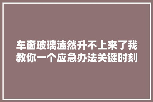 车窗玻璃溘然升不上来了我教你一个应急办法关键时刻很管用
