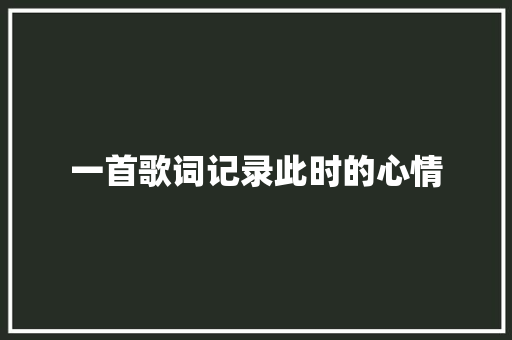 一首歌词记录此时的心情