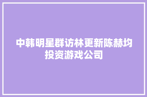 中韩明星群访林更新陈赫均投资游戏公司