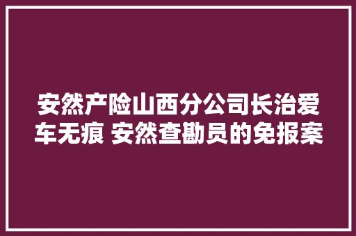 安然产险山西分公司长治爱车无痕 安然查勘员的免报案打蜡做事