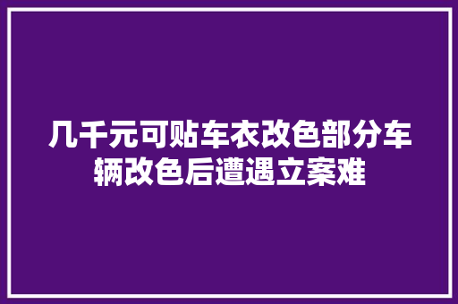 几千元可贴车衣改色部分车辆改色后遭遇立案难