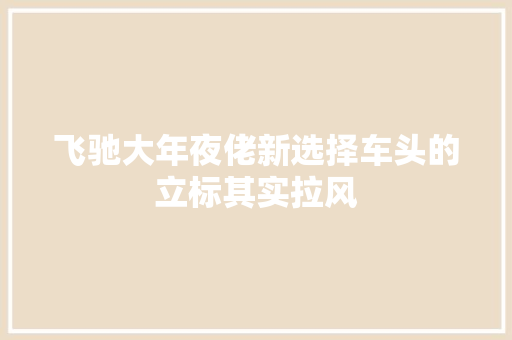 飞驰大年夜佬新选择车头的立标其实拉风