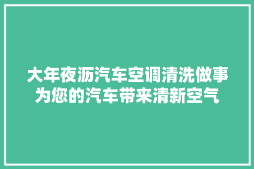 大年夜沥汽车空调清洗做事为您的汽车带来清新空气
