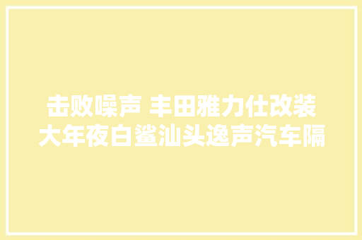 击败噪声 丰田雅力仕改装大年夜白鲨汕头逸声汽车隔音改装