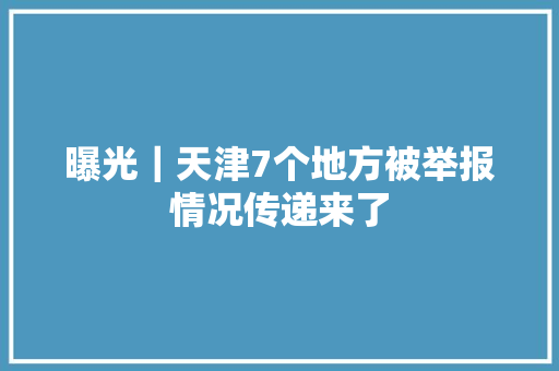 曝光｜天津7个地方被举报情况传递来了