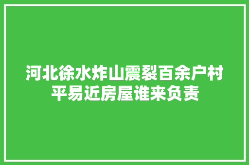 河北徐水炸山震裂百余户村平易近房屋谁来负责