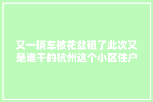 又一辆车被花盆砸了此次又是谁干的杭州这个小区住户很糟心天降垃圾时有发生