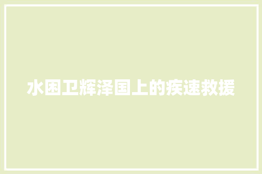 水困卫辉泽国上的疾速救援