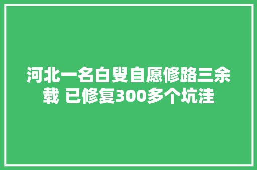 河北一名白叟自愿修路三余载 已修复300多个坑洼