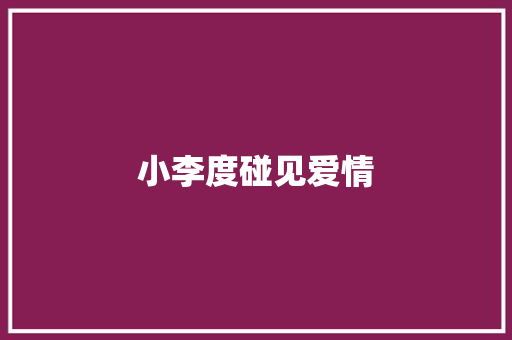 小李度碰见爱情