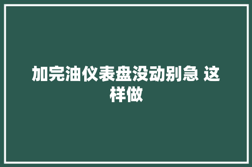 加完油仪表盘没动别急 这样做